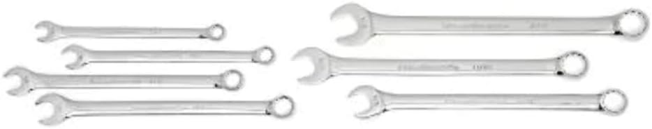 GEARWRENCH Long Pattern Combination SAE Wrench Set, 12 Point,7 Piece with Tool Roll - 81933