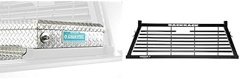 RealTruck BACKRACK Louvered Rack Frame + Hardware Kit for use w/ 21' Toolbox, Combo | Black, No Drill | 12900 & 30123TB | Fits 2015-2025 Ford F-150
