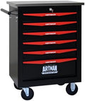 Multifunctional Tool Cart with Wheels,Metal Rolling Tool Cart Storage for Garage Workshop Warehouse Repair Shop-with Stainless Steel Roof- Black&RED (Black+Red+6dra)