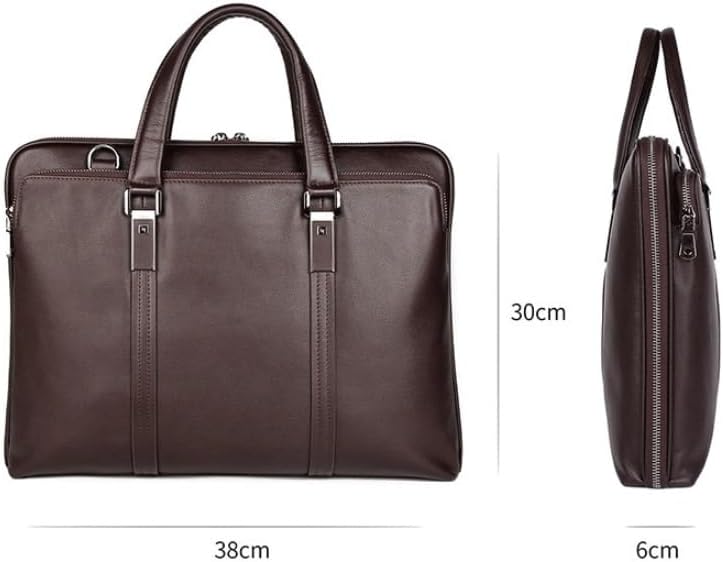 Briefcase Genuine Leather Man Business Bag Oxhide File Package Large Capacity 15.6-inch Computer Waterproof