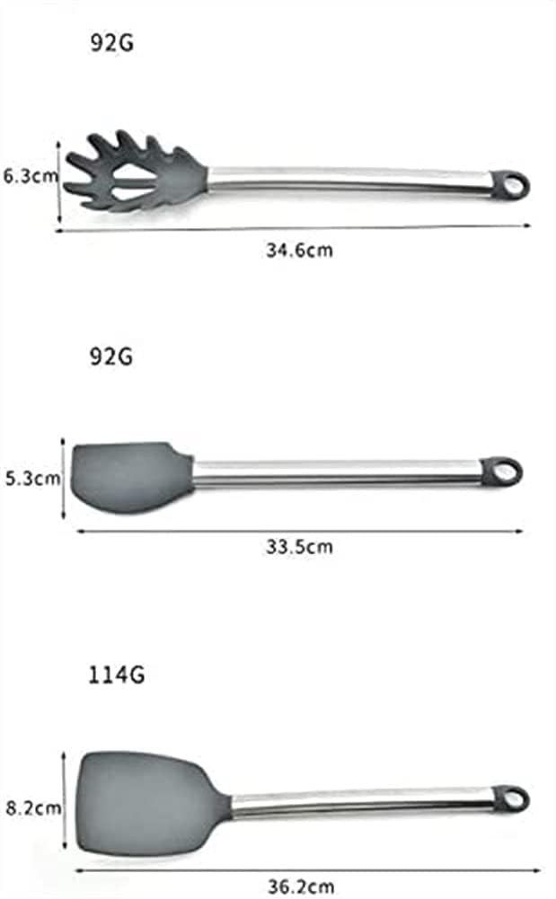 Silicone Kitchen Cooking Utensil Set, 11 Pieces Stainless Steel Silicone Kitchen Utensils Set, BPA Free Non-Toxic Silicone Cooking Utensils (Gray)