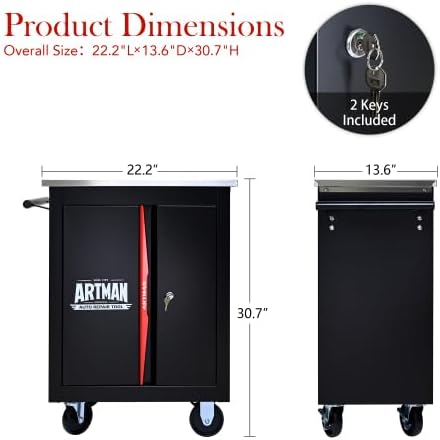 Movable Lockable Double Door Partition with Lock Multi-Functional Hardware Storage Tool Car Auto Repair Locker-Blak&Blue