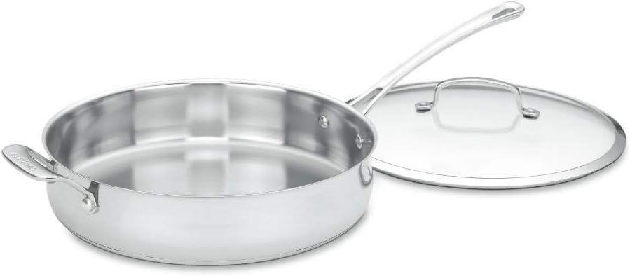 Cuisinart Contour Stainless 5-Quart Saute Pan with Helper Handle and Glass Cover,Silver, 433-30HP1