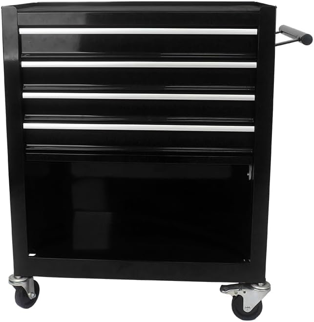 YOPTO Multifunctional Cart with 4 Ball-Bearing Drawers,Portable Rolling Tool Chest W/ 4 Wheels and Pull Handle,for Garage,Warehouse,Workshop,Repair Shop,Black