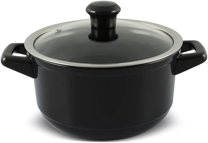 Real Ceramic, Non Scratchable, Non Toxic Cookware Set - Oven Safe Up to 1200F, Stovetop Agnostic, Dishwasher Safe, Longlasting and Lightweight - PFAS, PTFE, PFOA, PFOS - Black