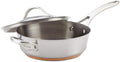 Anolon Novelle Copper Stainless Steel Saute Pan / Frying Pan / Fry Pan with Lid and Helper Handle - 3 Quart, Silver