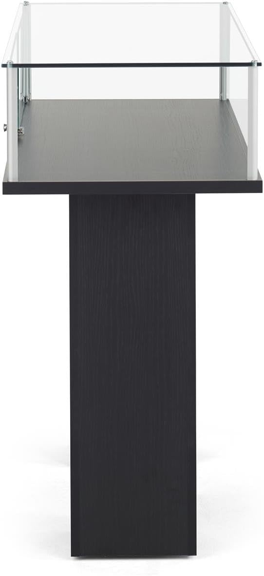 Free-Standing Tempered Glass Display Case, with 2 Pedestal Style Legs and Black Veneer