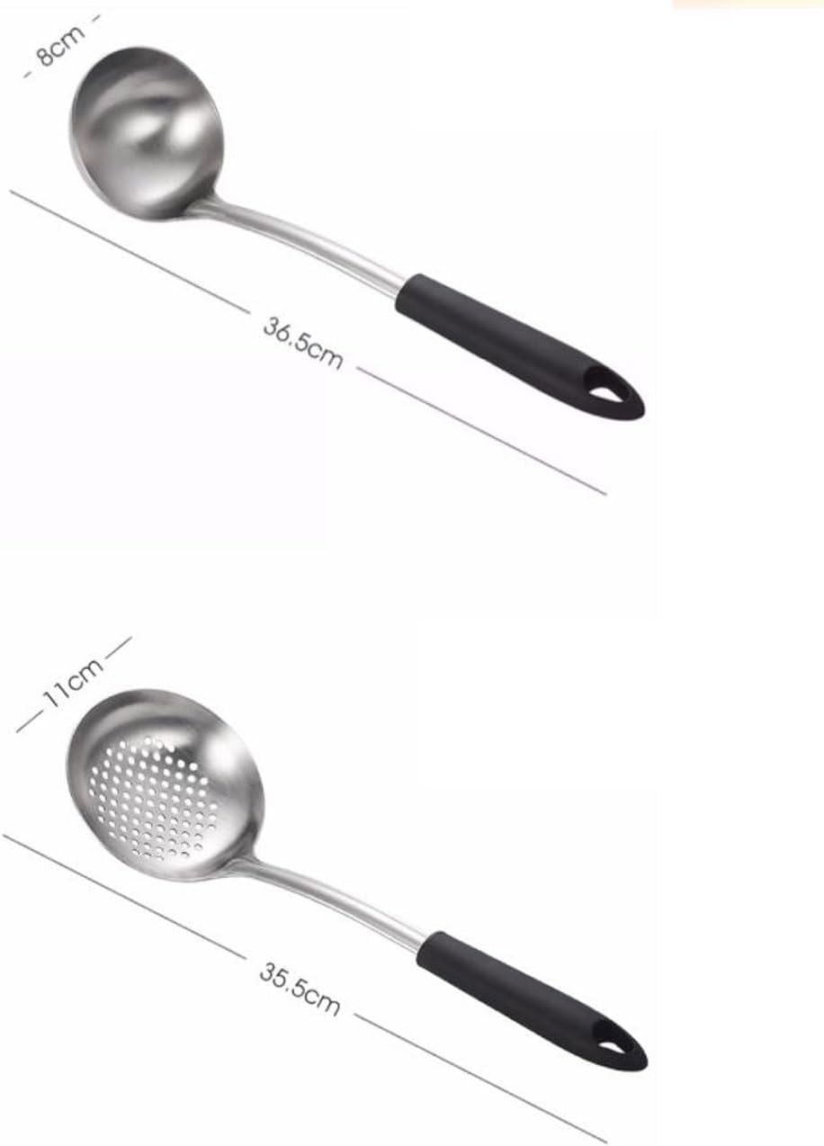 Kitchen Utensils Set，Cooking Utensils 4 Pieces Sets Spoons for Cooking Spatulas Stainless Steel Cooking Utensils Spatulas Spoons Kitchen Tools Gadgets(Black)
