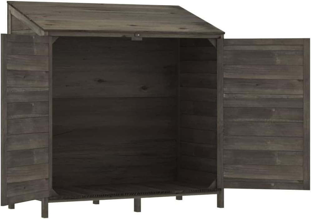Wooden Garden Storage Shed, Solid Wood Fir Outdoor Storage Cabinet, Garden Wood Tool Shed, Outside Wooden Shed Organizer for Yard, Patio, Deck and Porch, Anthracite 40.2'x20.5'x44.1'