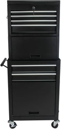 Tool Cabinet on Wheels, 6-Drawer Lockable Rolling Tool Chest w/ 4 Universal Wheels, 2 in 1 Detachable Tool Box Storage Organizer for Garage Workshop Repair Shop, Black