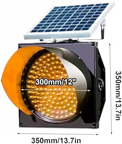 8' Solar-Powered LED Traffic Light - Yellow Flashing Beacon, IP65 Waterproof Emergency Signal, Solar Panel for Enhanced Safety & Visibility, Ideal for Traffic Control