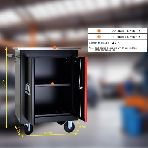 Movable Lockable Double Door Partition with Lock Multi-Functional Hardware Storage Tool Car Auto Repair Locker-Blak&Blue