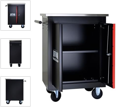 Movable Lockable Double Door Partition with Lock Multi-Functional Hardware Storage Tool Car Auto Repair Locker-Blak&Blue
