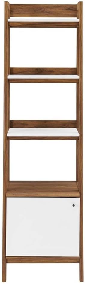 Modway Bixby Bookshelf Display Case, 21 Inch, Walnut White