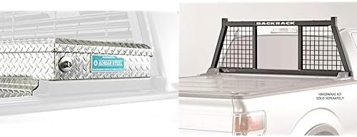 RealTruck BACKRACK Half-Safety Rack Frame + Hardware Kit for use w/ 21' Toolbox, Combo | Black, No Drill | 149SM & 30123TB | Fits 2015-2025 Ford F-150