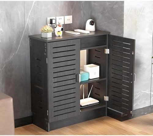 Floor Standing Router Storage Cabinet - Media Storage Box for WiFi & Wireless Routers, Stylish Organization Solution for Home & Office, Cable Management & Modern Design