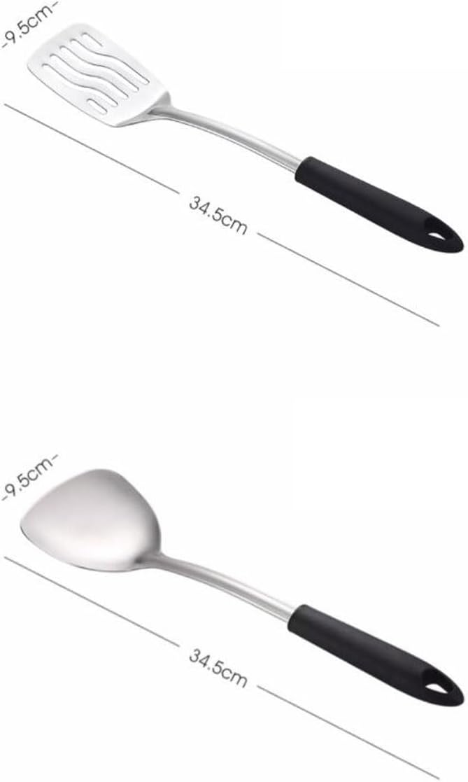 Kitchen Utensils Set，Cooking Utensils 4 Pieces Sets Spoons for Cooking Spatulas Stainless Steel Cooking Utensils Spatulas Spoons Kitchen Tools Gadgets(Black)