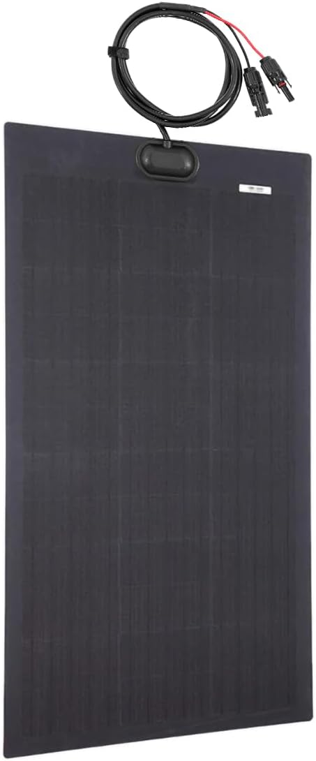 LensunSolar 80W 12V Flexible Solar Panel ETFE Black Thin, Monocrystalline High Efficiency, Slim Flexible PERC Mono Solar Cells 12 Volt for Battery Charge Marine RV Campers Boats Camping Generator
