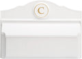 Whitehall Custom Wall Mount Mailbox Package - Mail Box with Monogram, Sand Cast Aluminum, Classic Design White Personalized in Goldtone