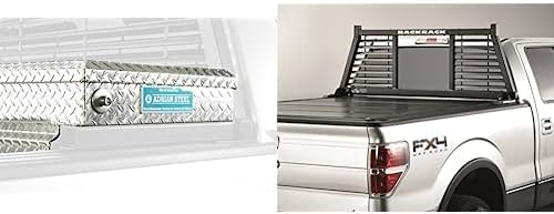 RealTruck BACKRACK Half-Louvered Rack Frame + Hardware Kit for use w/ 21' Toolbox, Combo | Black, No Drill | 149LV & 30123TB | Fits 2015-2025 Ford F-150