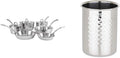 Viking Culinary Contemporary 3-Ply Stainless Steel Cookware Set, 10 Piece, Dishwasher, Oven Safe & Culinary Hammered Stainless Steel Utensil Holder, Dishwasher Safe,Silver 6.75' x 4.75'