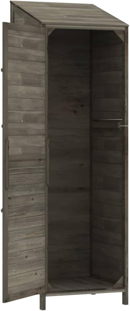 Wooden Garden Storage Shed, Solid Wood Fir Outdoor Storage Cabinet, Garden Wood Tool Shed, Outside Wooden Shed Organizer for Yard, Patio, Deck and Porch, Anthracite 21.7'x20.5'x68.7'