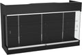 72' W x 22' D x 42' H - Ledgetop Checkout Counter with Glass Showcase View Front, Black Wooden Cash Register Stand with Showcase,Retail Glass Display Cabinet Counter
