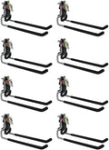 Rubbermaid Fasttrack Wall Mounted Garage Storage Utility Multi Hook for Tools, Chairs, Hose, Equipment, and Other Items, Supports 50 Lbs Each (8 Pack)