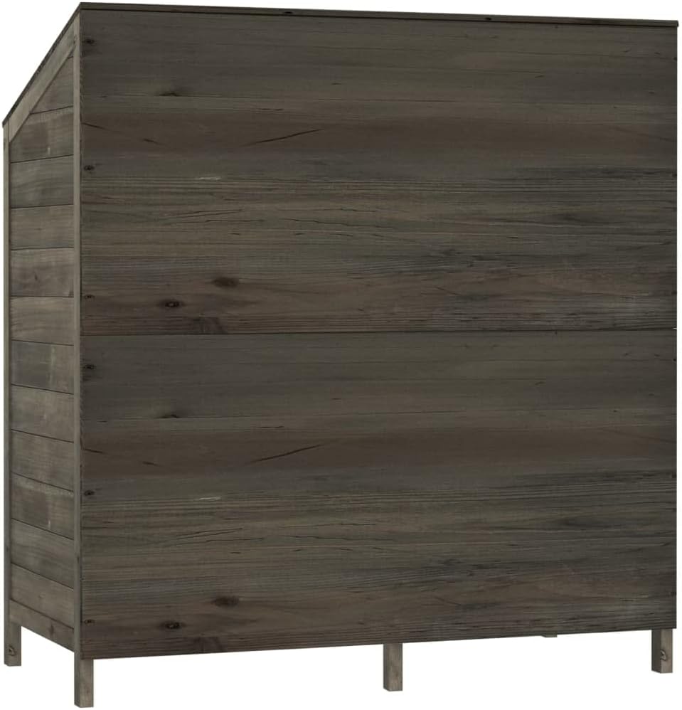 Wooden Garden Storage Shed, Solid Wood Fir Outdoor Storage Cabinet, Garden Wood Tool Shed, Outside Wooden Shed Organizer for Yard, Patio, Deck and Porch, Anthracite 40.2'x20.5'x44.1'