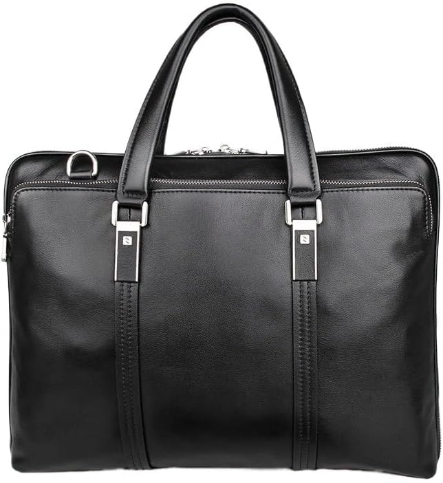 Briefcase Genuine Leather Man Business Bag Oxhide File Package Large Capacity 15.6-inch Computer Waterproof