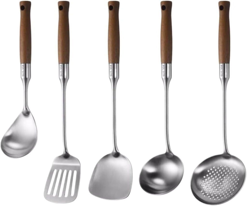 Stainless Steel Cooking Utensils Spoons Spatulas Kitchen Cookware Bakeware Gadgets Tools 5 Pieces Sets
