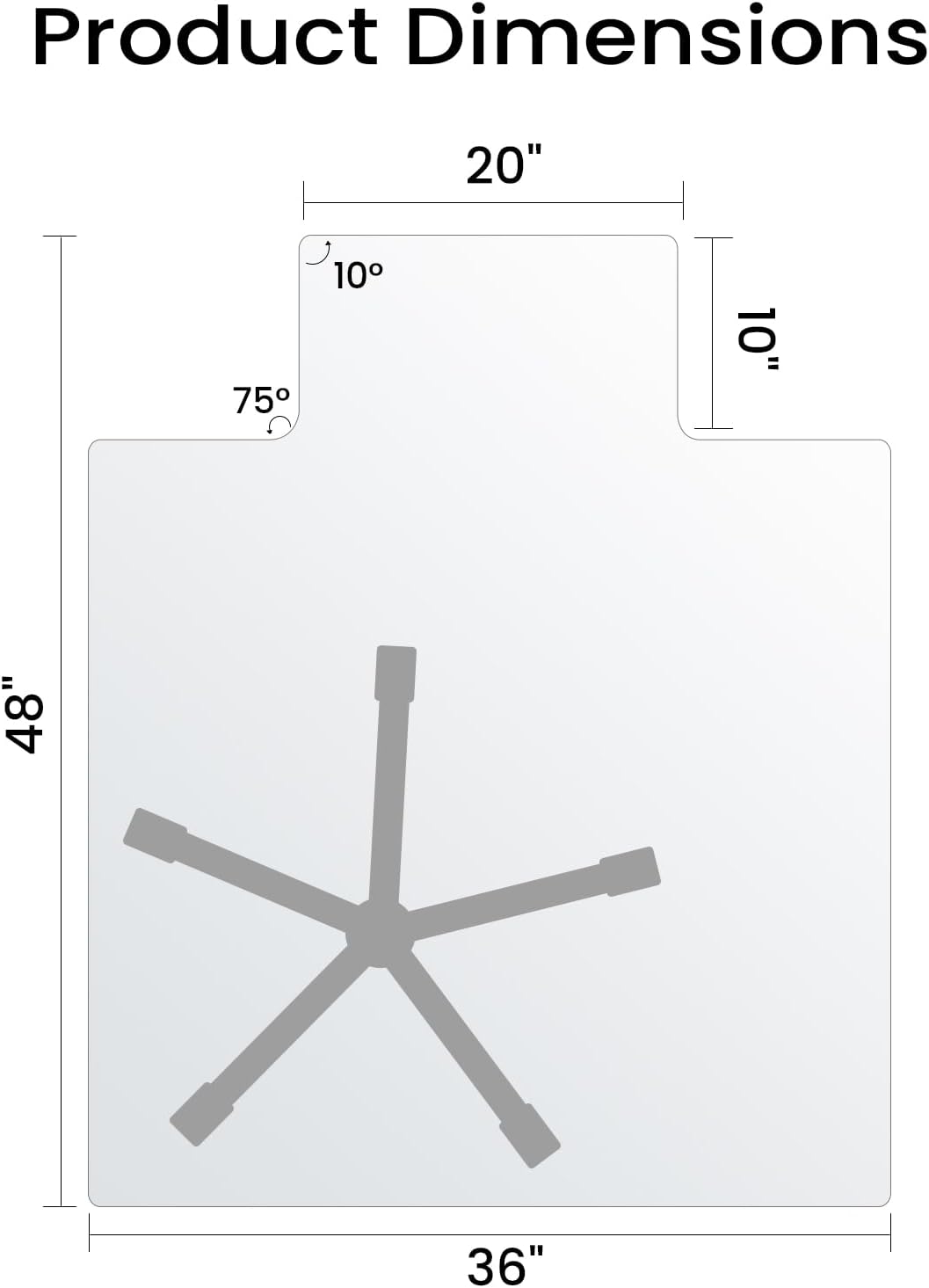Tempered Glass Chair Mat with Lip, 36'x48' Heavy-Duty Office Floor Protector for Under-Desk Reach, for Carpet & Hardwood, 1/5' Thick