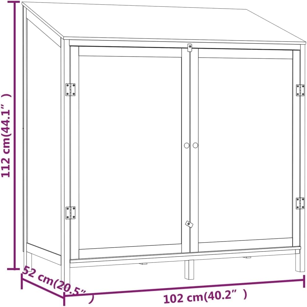 Wooden Garden Storage Shed, Solid Wood Fir Outdoor Storage Cabinet, Garden Wood Tool Shed, Outside Wooden Shed Organizer for Yard, Patio, Deck and Porch, Anthracite 40.2'x20.5'x44.1'