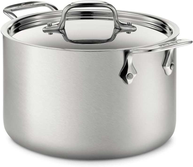 All-Clad D5® Stainless Steel Core 4 Quart Soup Pot With Lid - Made in the USA - The Upgrade for Supremely Even Heat- Oven Safe & Induction Compatible Cookware