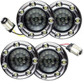Eagle Lights 2 Inch Infinity Beam Front and Rear LED Turn Signal Kit w/Running LED Light Ring Covers for Harley Davidson Motorcycles - Chrome / 1157 Front / 1156 Rear