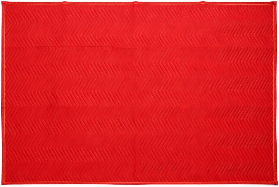 Professional Heavy Duty Moving Blankets, Red, 72x80 Inches, Quilted Cotton Blend, Double Stitched, 7+ Pounds Each, 12 Pack