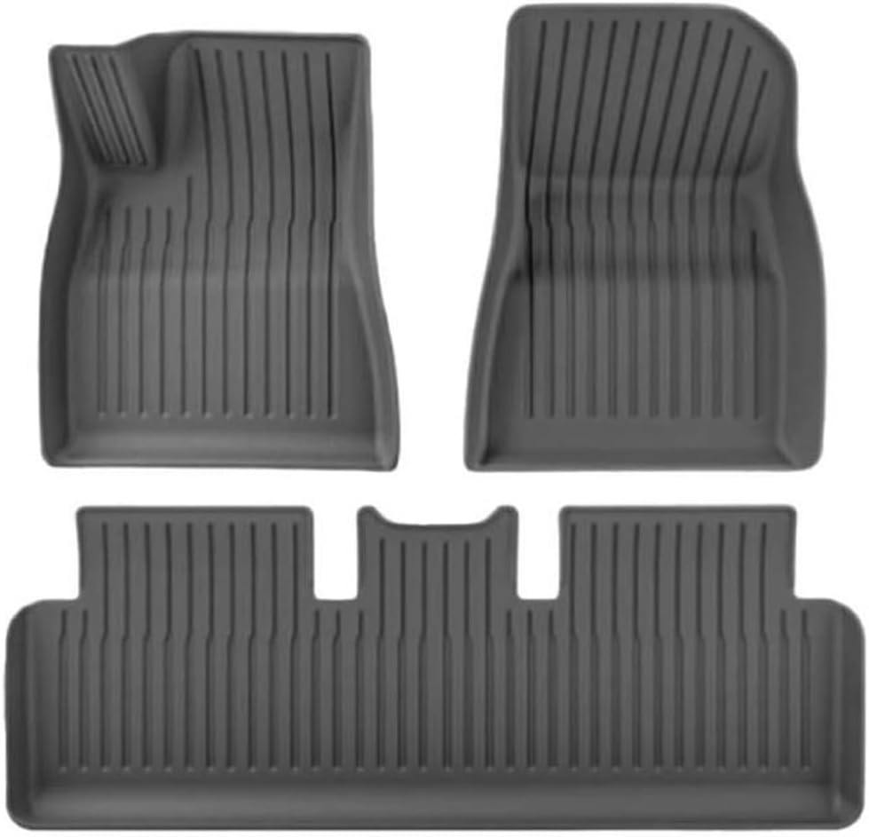 Compatible with Tesla Model 3 Highland 2024 TPE Floor Mats All Weather Front Rear Cargo Liner Mat Waterproof Anti-Slip Mats Accessories(Black,Highland 2024)