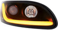 United Pacific 31240 Projection Headlight Assembly, RH, Black Housing, High/Low Beam, H7/H1/3157 Bulb, with Signal Light and Amber LED Dual Mode Light Bar