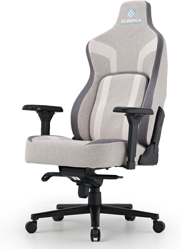 EUREKA ERGONOMIC Gaming Chair GC08, Computer Gamer Chair with Lumbar Support, Ergonomic Gamer Chairs with 4.3in Thicken Seat Cushion, Racing Style Gaming Chairs for Adults, Grey