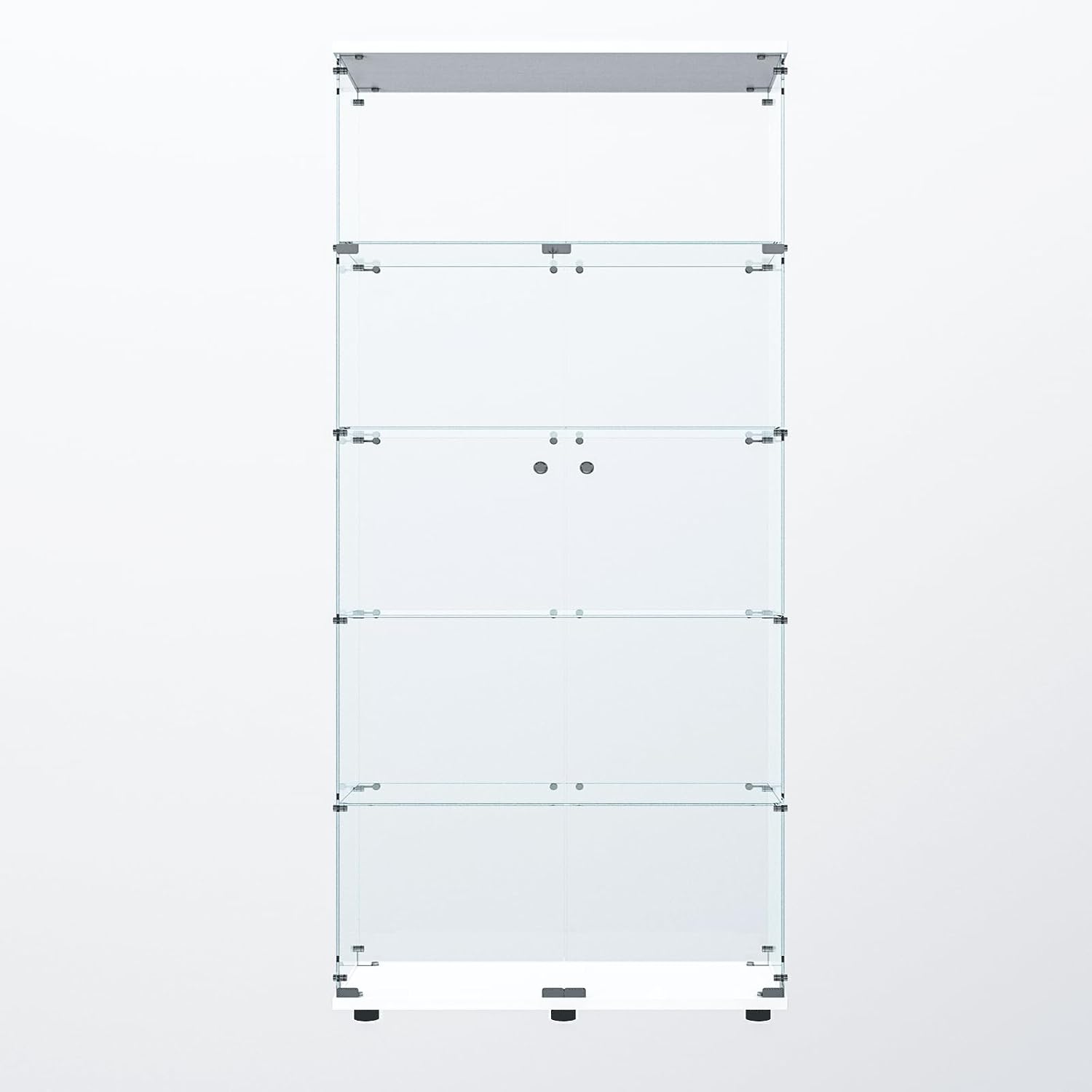 64.69' Tall Tempered Glass Display Cabinet with LED Lights, Curio Cabinet with 5 Shelves with 2 Door, Quick-Install Style Floor Standing Bookshelf File Cabinet for Living Room Office