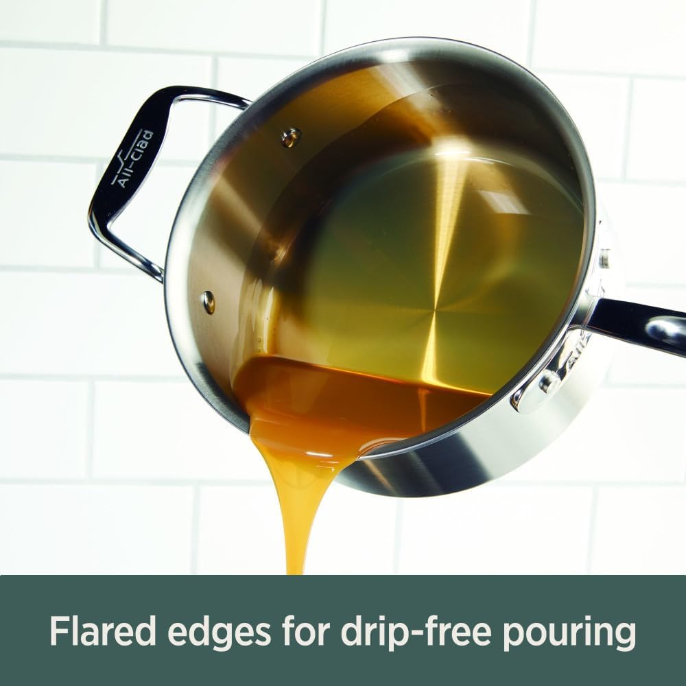 All-Clad D5® Stainless Steel Core 4 Quart Soup Pot With Lid - Made in the USA - The Upgrade for Supremely Even Heat- Oven Safe & Induction Compatible Cookware