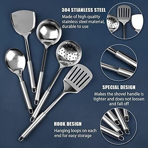 Kitchen Utensils Set, Cooking Utensils Set Stainless Steel Kitchen Cooking Utensil Set Cookware Colander Spoon Spatula Shovel Nonstick Cookware Set