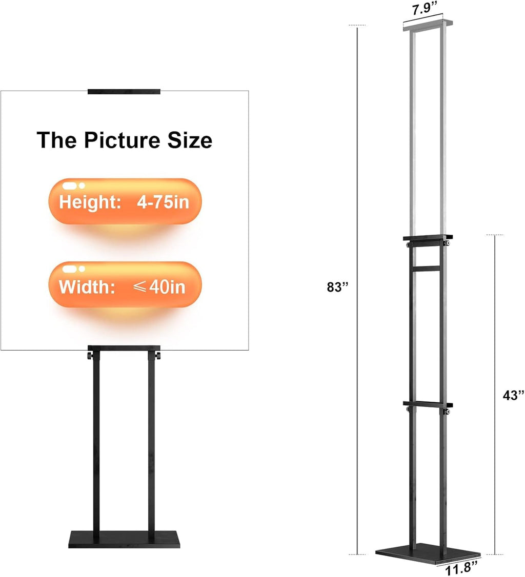 WHAUU 6Pack Sign Holder Display Stand,Heavy Duty Adjustable Pedestal Sign Stand Up to 75 inch,Double-Sided for Board & Foam,Sign Stand with Base,Fit Wedding,Restaurant,Business(Poster not Included)