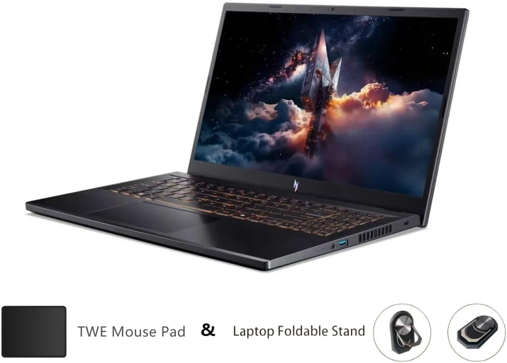 acer Nitro V Gaming Laptop, 15.6' FHD IPS Display, 165Hz, Intel i5-13420H, NVIDIA GeForce RTX 5050 with 8GB GDDR7 VRAM, 16GB RAM, 512GB SSD, BK, Win11H, Obsidian Black, TWE Accessories