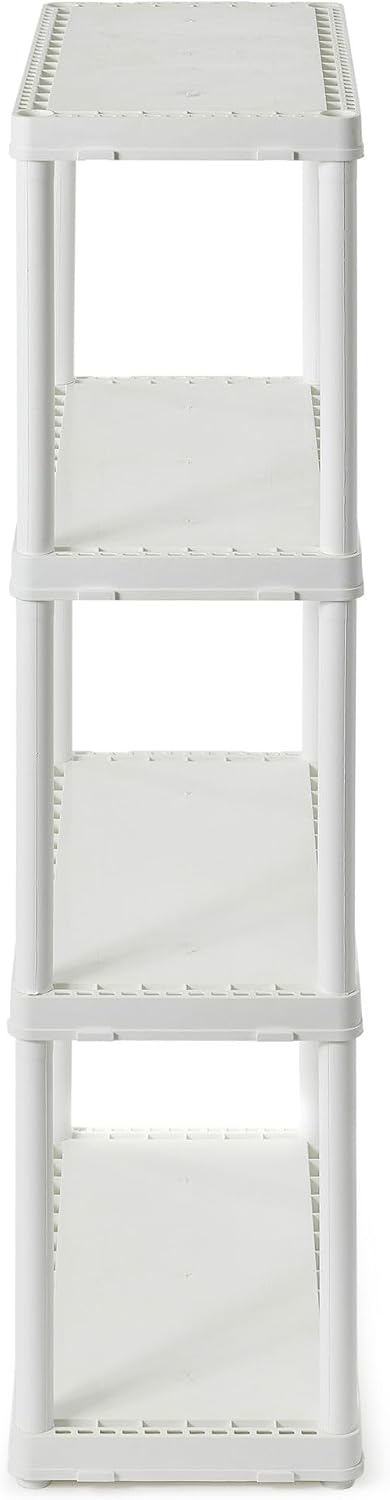 Gracious Living 4 Shelf Fixed Height Solid Light Duty Storage Unit 12 x 24 x 48 for Home, Garage, Basement, & Laundry, White (4 Pack)