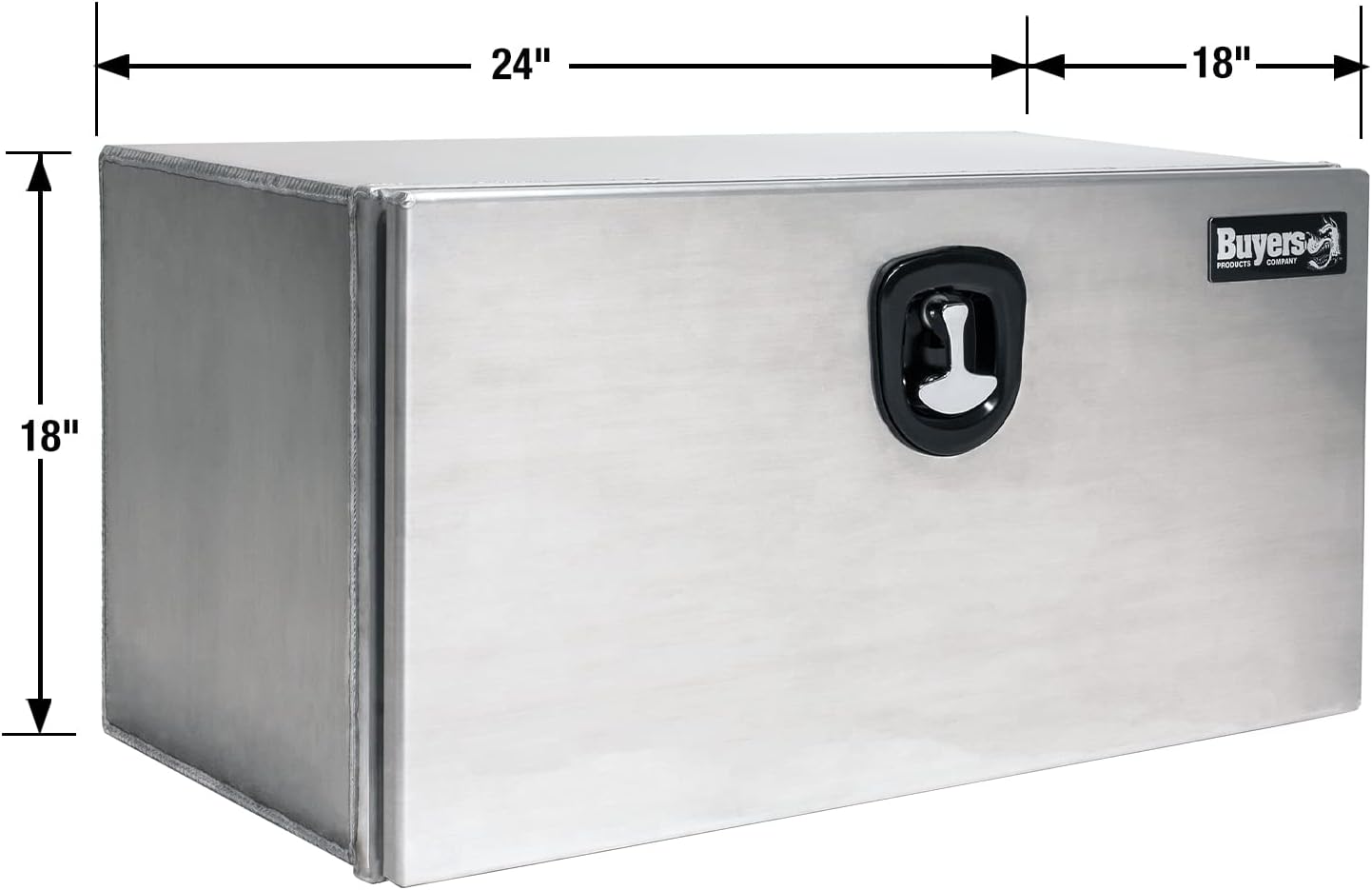 Buyers Products 1706400 Underbody Truck Box, Smooth Aluminum, 18x 18x 24 Inches, Made in the USA, Lockable T-Latch, Heavy Duty Truck Tool Box, Silver