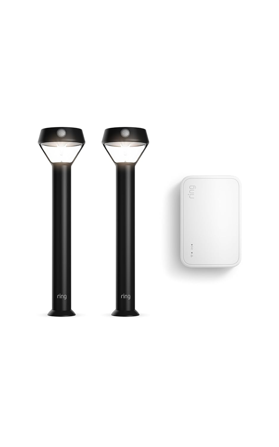 Ring Solar Pathlight 2-Pack, Black with Ring Bridge (Newest Model), White