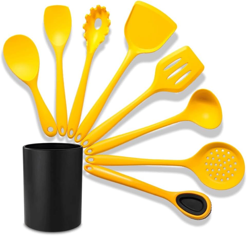 9 pcs Silicone Kitchen Cooking Utensil Set Non-Stick Heat Resistant Cookware BPA Free Non-Toxic Tools