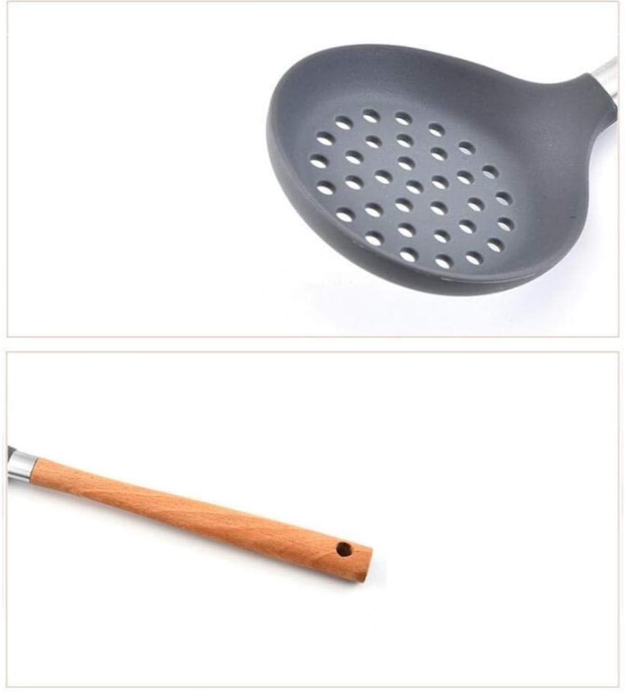 8 pcs Silicone Cooking Kitchen Utensils Set, Bamboo Wooden Handles Cooking Tool Non Toxic Silicone Tongs Spatula Spoon Kitchen Gadgets Utensil Set for Nonstick