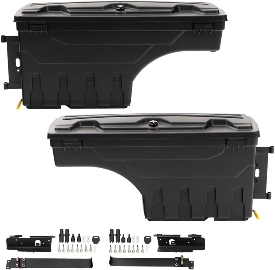 G-PLUS Truck Bed Storage Box Tool Box Compatible with 2007-2020 Toyota Tundra Black Rear Tool Box 2PCS Driver and Right Passenger Side